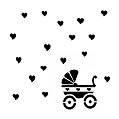 Pram and hearts baby stencil 8x8 min buy 3